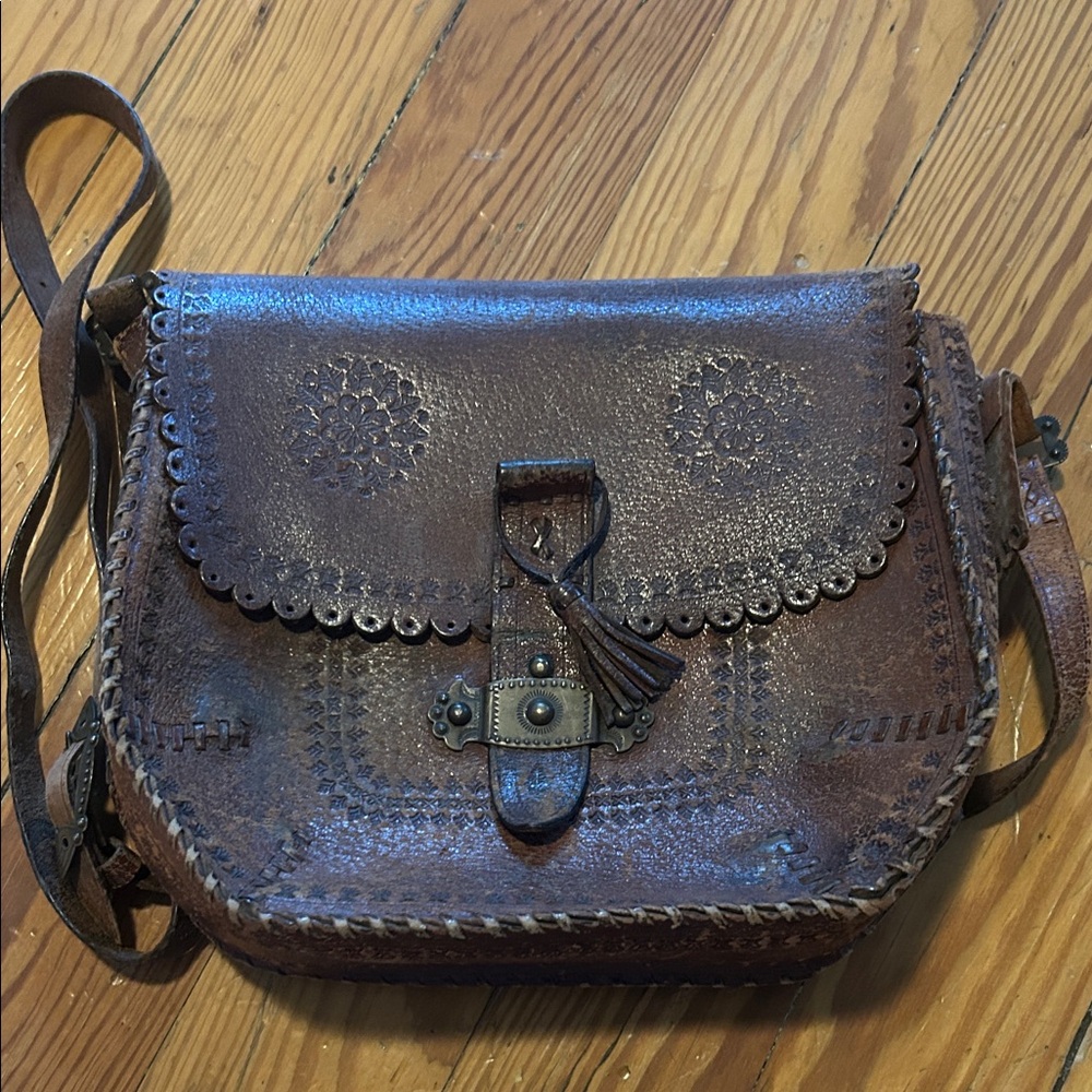 Vintage Brown Leather Crossbody Bag